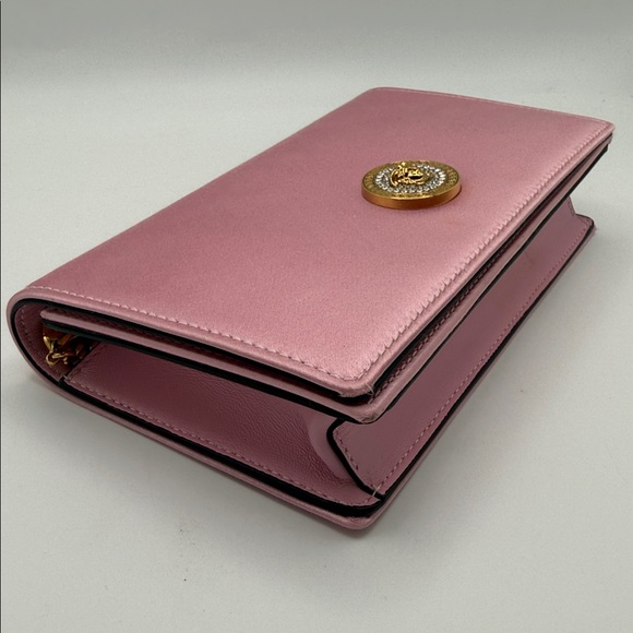 Versace Medusa Crystal Chain Crossbody Pink Satin Fabric - Picture 10 of 16